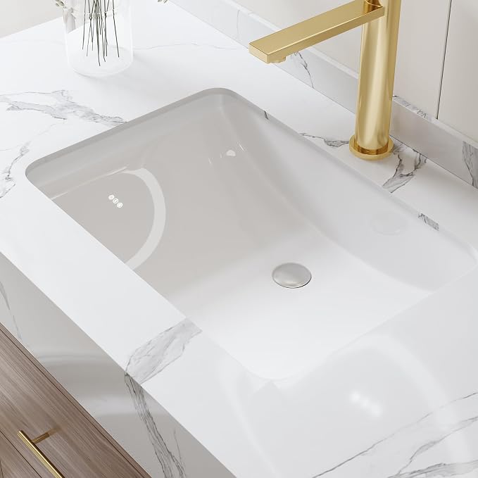 Bathroom Vanity with Sink 39" Floating Bathroom Vanity Sintered Stone Modern - Image 6