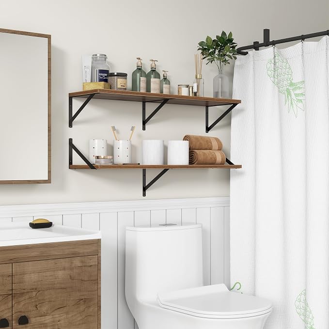 36"W x 10"D Floating Shelves, 10 Inch Deep Walnut Floating Shelves, Farmhouse - Image 2