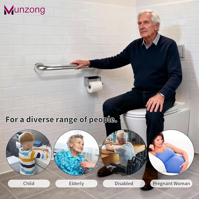 16 Inch Anti Slip Shower Grab Bar, Munzong Stainless Steel Handicap Grab Bars - Image 8