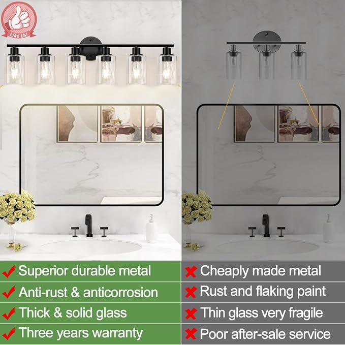 6-Light Bathroom Light Fixtures, Bathroom Wall Lamp - Image 3