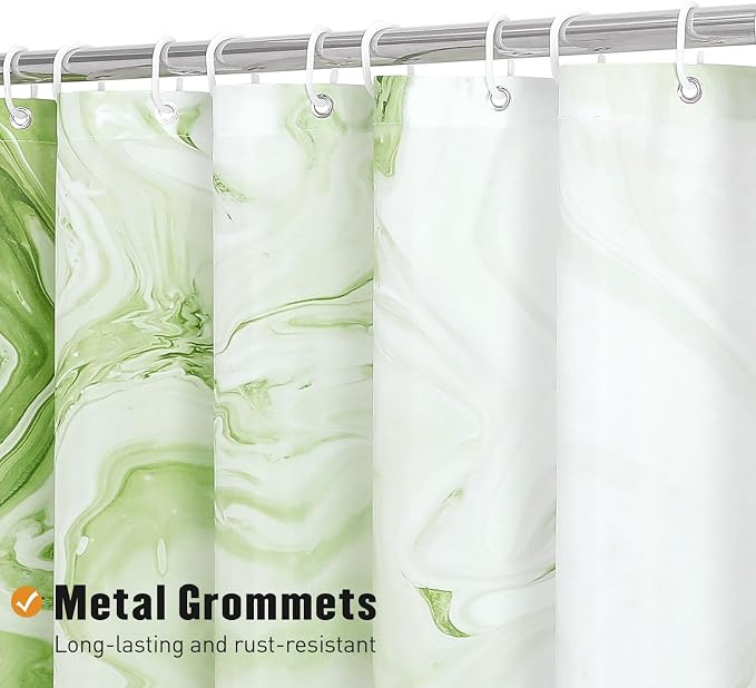 MitoVilla Sage Green Marble Shower Curtain, Modern Ombre Fabric Cloth Shower - Image 3