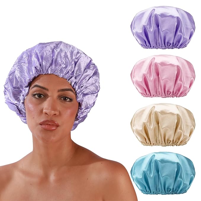 Smilco 4-Pack Reusable Shower Caps by Smilco