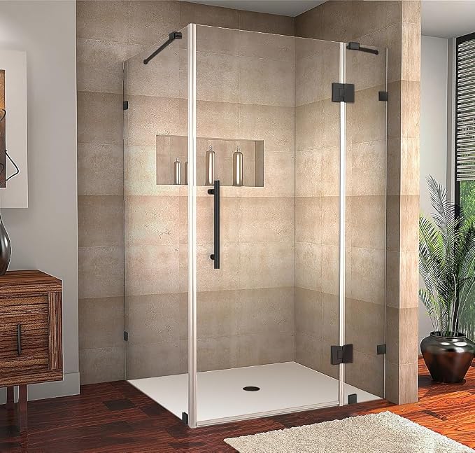 Avalux 48 in. W x 34 in. D x 72 in. H Rectangular Pivot Frameless Corner Shower by Aston