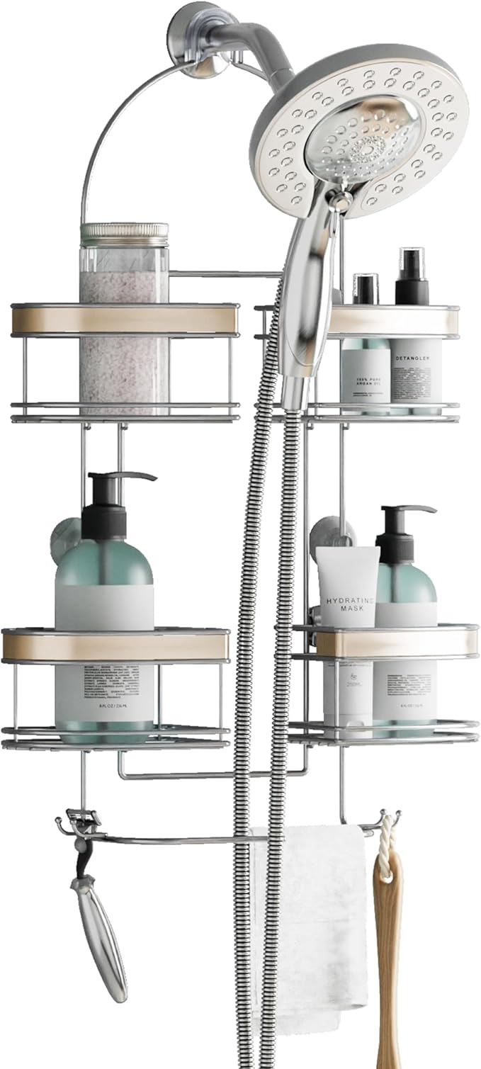 Zenna Home Expanding Shower Caddy, Rust-Resistant, Chrome by ZennaHome