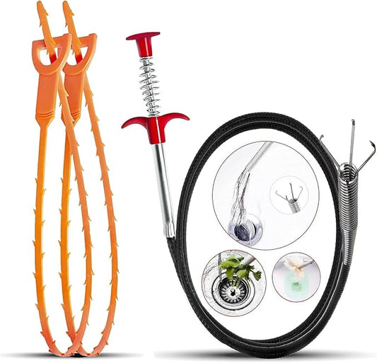 Drain Snake, 61 inch Flexible Grabber Claw Pick Up Reacher Tool, Drain Clog by GYFALYNDE
