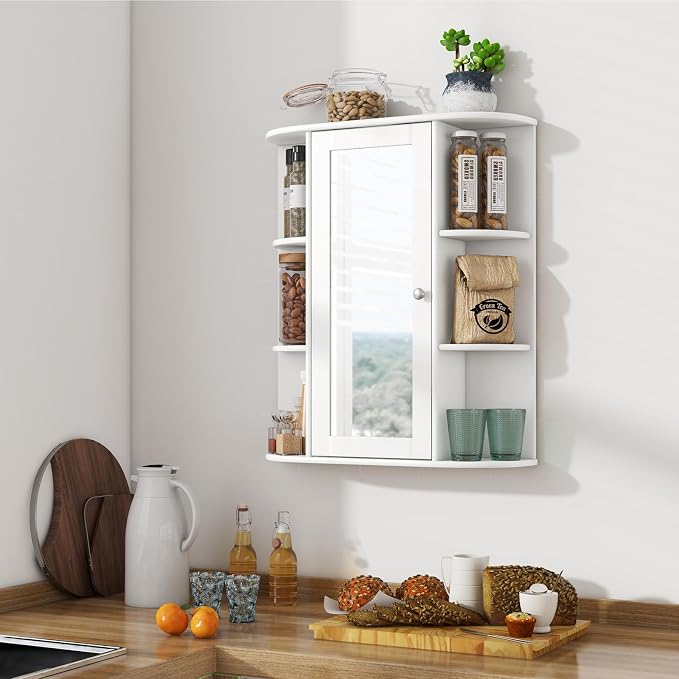 Tangkula Bathroom Medicine Cabinet, Wall Mounted Storage Cabinet - Image 9