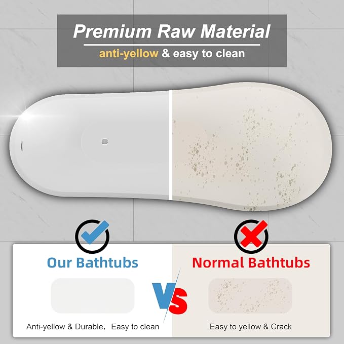 55" Freestanding Slipper Soaking Bathtub, WHALEKING Luxury Curve Edge Stand - Image 4