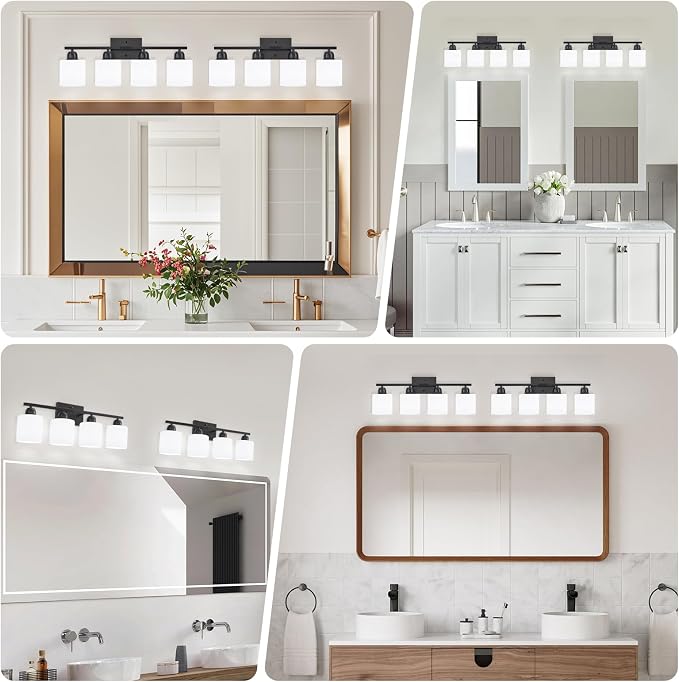 4-Light Black Bathroom Vanity Light, Light Fixtures - Image 3