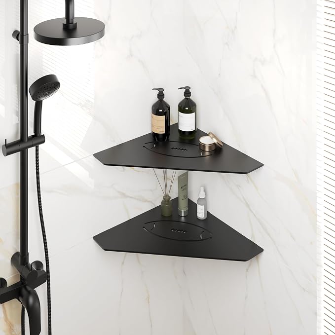 FerdY 2-Pack 10" Matte Black Recessed Corner Shower Shelf, - Image 9