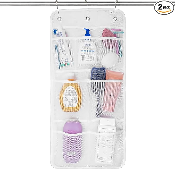 Upgrade 2 Pack Mesh Shower Caddy, 7 Pockets Hanging Shower Organizer by Unknown