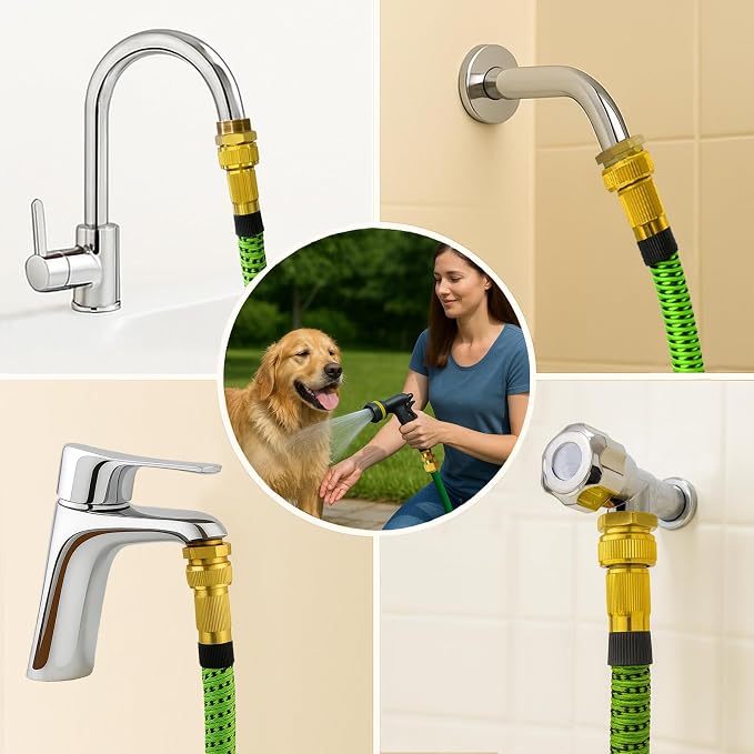 Shower Hose Adapter and Faucet Adapter Kit, Brass G1/2" Female, 55/64"-27 Female - Image 4