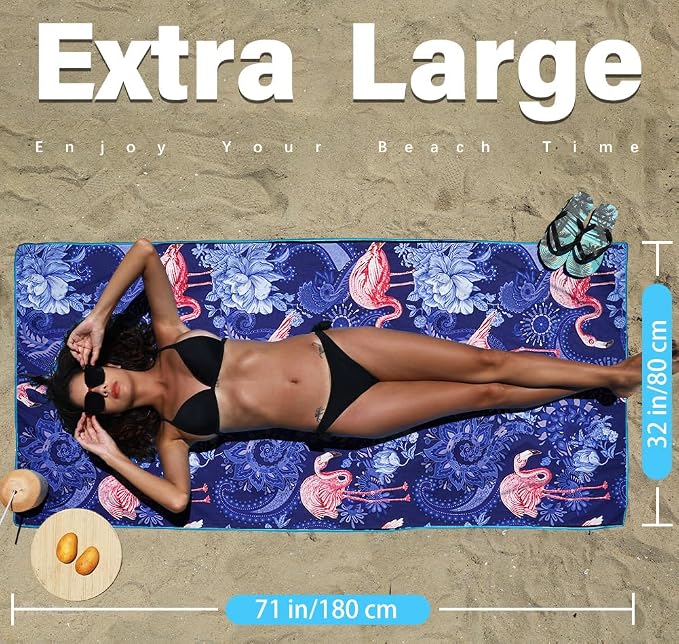 2 Pack Microfiber Lightweight Beach Towel Sand Free Quick Dry Absorbent Thin - Image 3