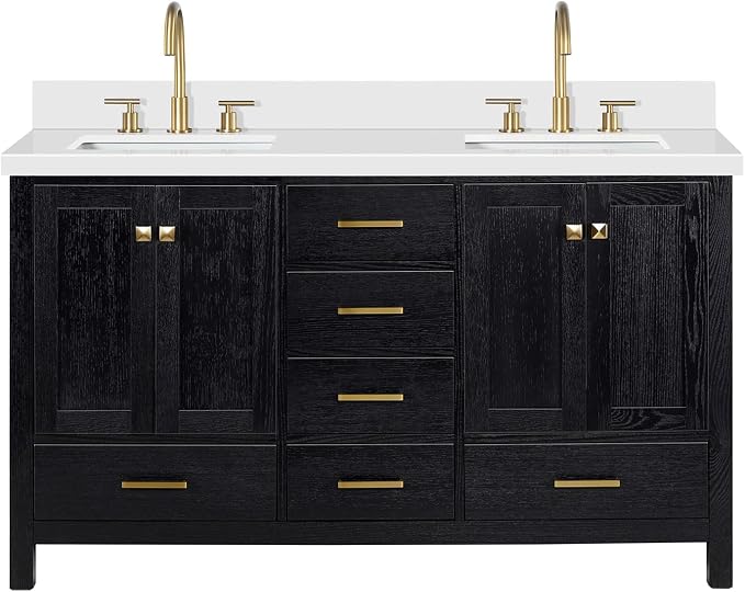 ARIEL Cambridge 61 Inch Double Rectangular Sink Bathroom Vanity - Image 11