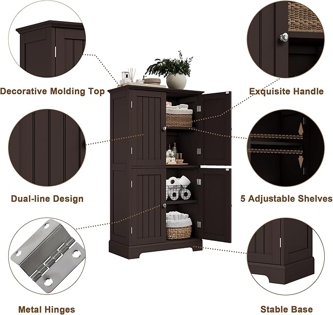 ChooChoo Bathroom Floor Cabinet, Modern Bathroom Storage Cabinet - Image 4