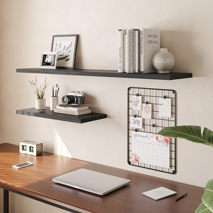 Wall Shelf Set of 3, Dark Wood Floating Shelves 24 in W x 10 in D x 1 in H - Image 7