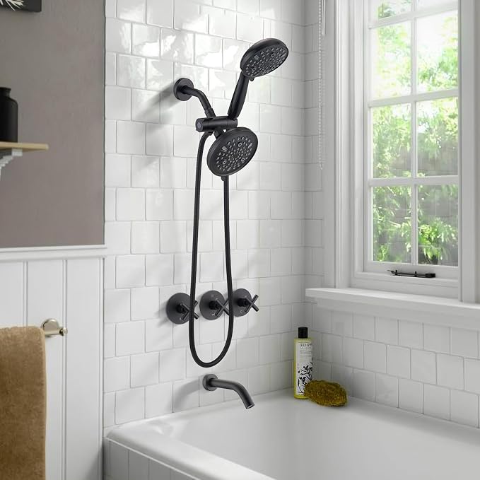 PROOX 3 Handle Tub Shower Faucet Set, Dual shower head Combo - Image 9