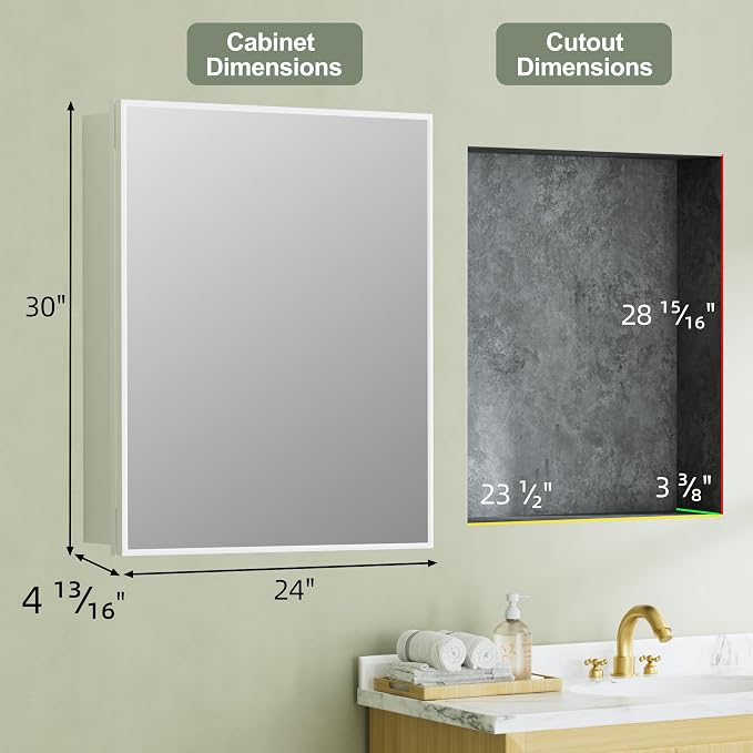 Buruis 24" x 30" Framed Medicine Cabinet - Image 2
