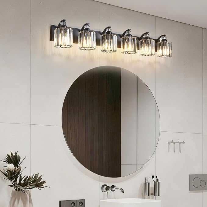 6-Light Black Bathroom Light Fixture Modern Vanity Lights Over Mirror Vintage - Image 6