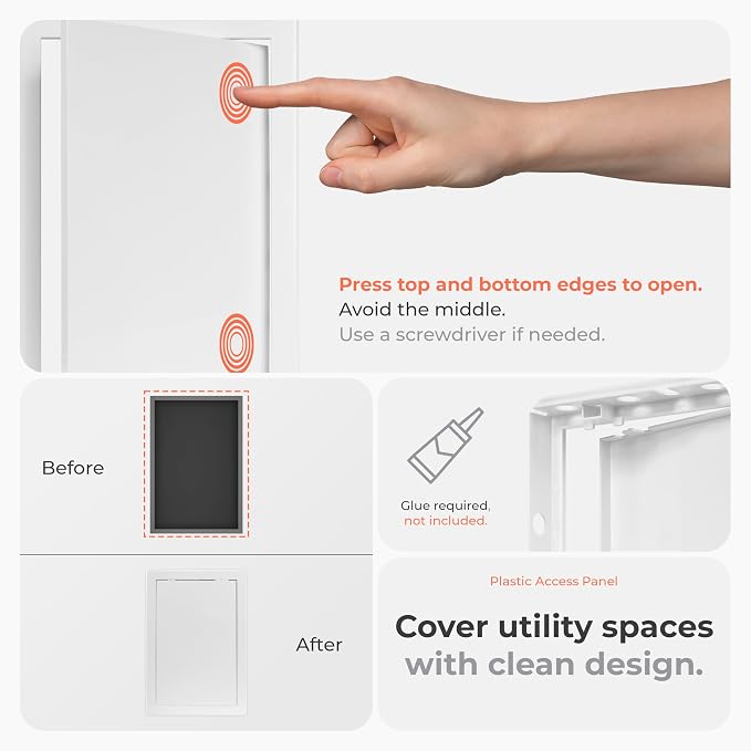 8x12 Inch White Access Panel – ABS Plastic Rectangular Wall & Ceiling Access - Image 4