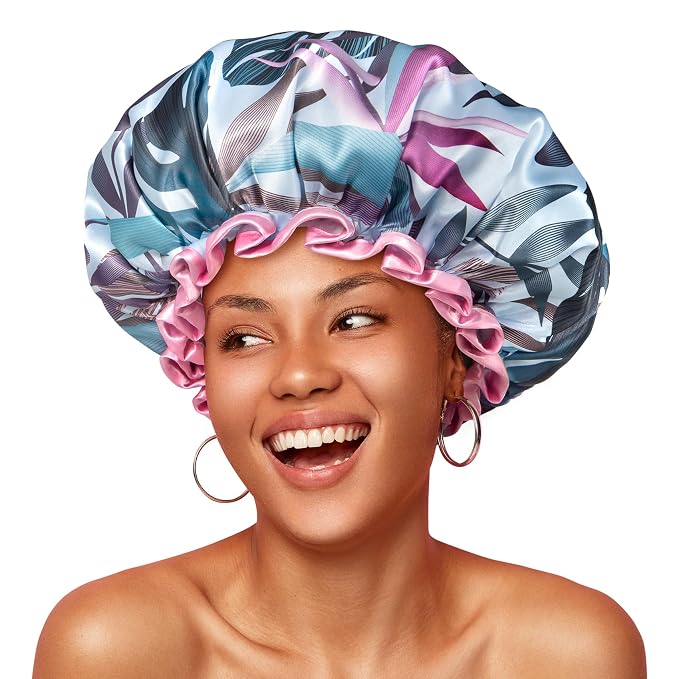 mikimini Large Shower Cap for Women Reusable Waterproof, Hair Cap for Shower by mikiminidirect