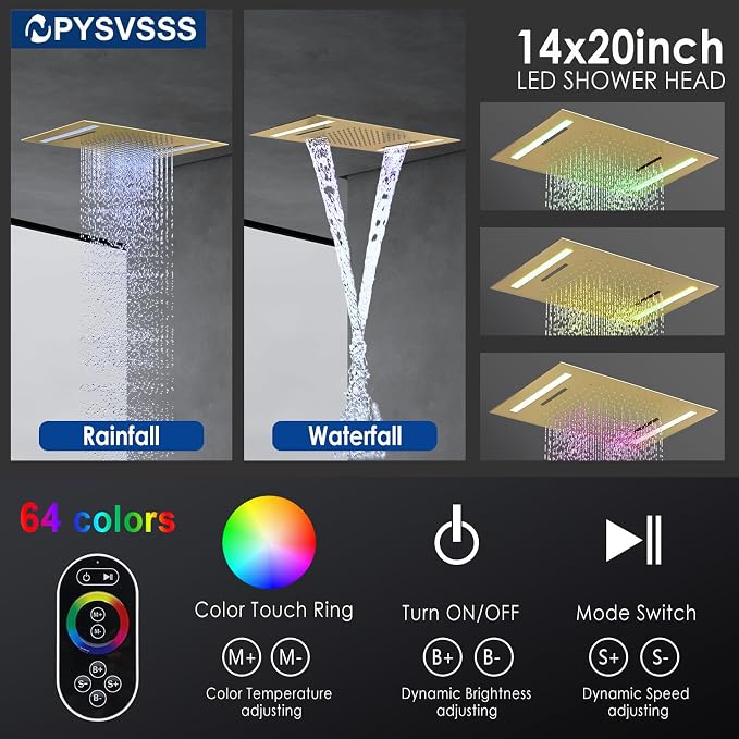 Multi Full Body Thermostatic Luxury Spa Shower System And 14x20 Inch LED 4 - Image 3