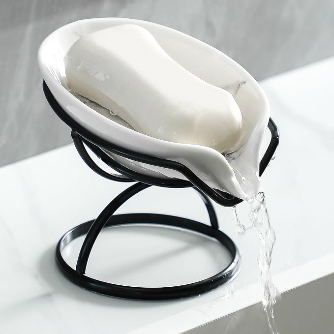 Leaf-Shaped Soap Dish – Ceramic Soap Bar Holder - Image 7