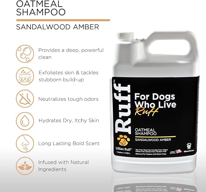 Ruff by Lillian Ruff Oatmeal Dog Shampoo Sandalwood Amber – Moisturizing Pet - Image 2