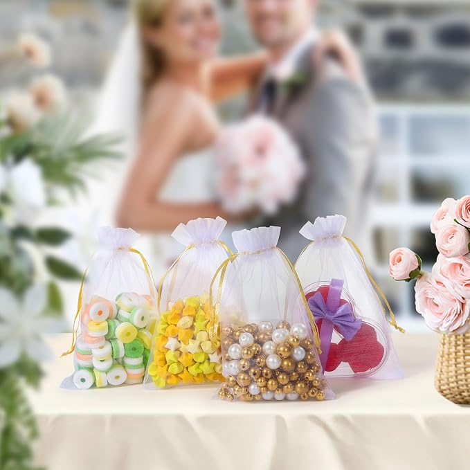 100PCS Premium White Organza Bags - Image 6
