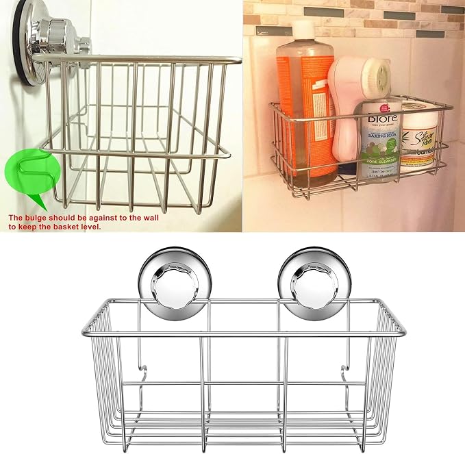 Strong Suction Cups Deep Shower Caddy Bath Shelf Rust-Free Stainless Steel - Image 7