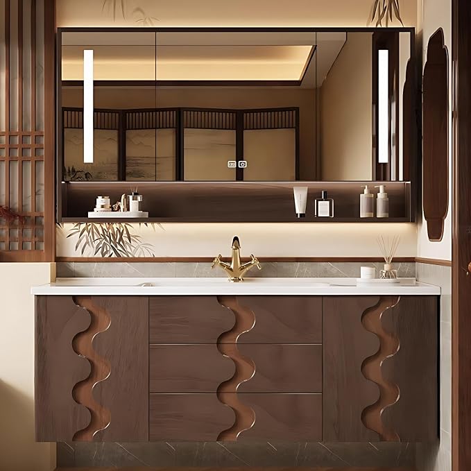 68 inch Bathroom Vanity with Sink – Modern Wall Mounted Bathroom Vanity Cabinet by ZGNBSD