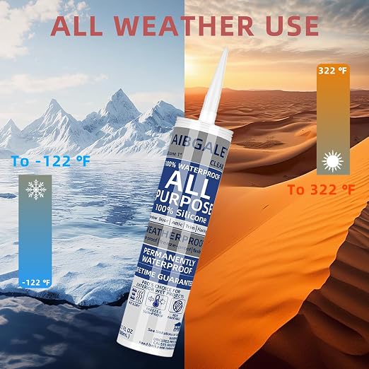 12 Pack of Clear Silicone Sealant, All-Purpose 100% Waterproof Silicone Caulk - Image 4