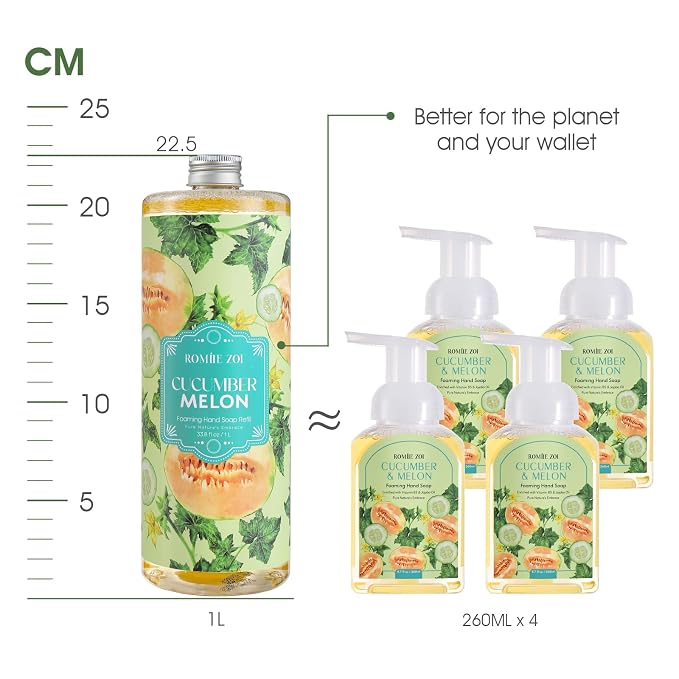 ROMIIE ZOI Natural Cucumber&Melon Foaming Hand Soap Refills 3-Pack - Image 4
