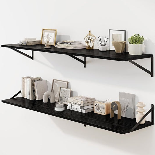 Fun Memories Floating Shelves for Wall, 12 Inch Deep Floating Shelves Set of 2 by FunMemories
