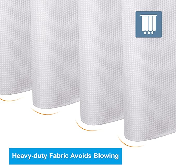 AmazerBath Waffle Shower Curtain White, Stall Shower Curtain, Heavy Duty Fabric - Image 5