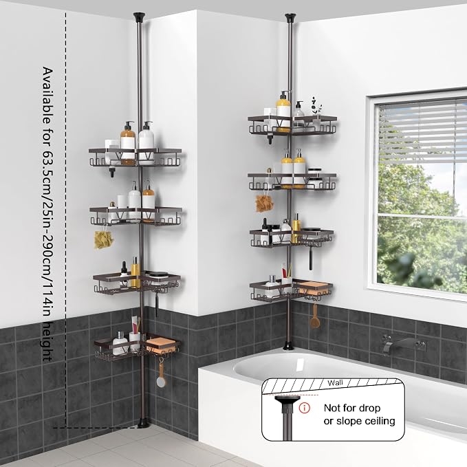 KEGII 4-Tier Corner Shower Caddy Tension Pole - Image 6