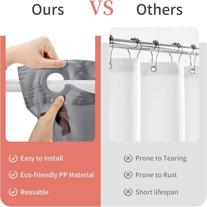 Hookless Shower Curtain with Snap in Liner 71" x 86" Double-Layer Waterproof - Image 4