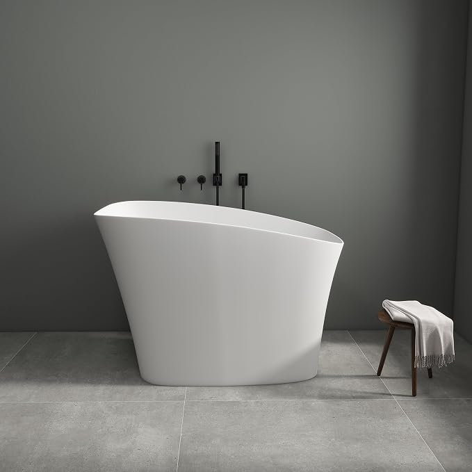 SJ Star&Jane 51" Solid Surface Japanese Soaking Bathtub Stone Resin by SJSTARJANE