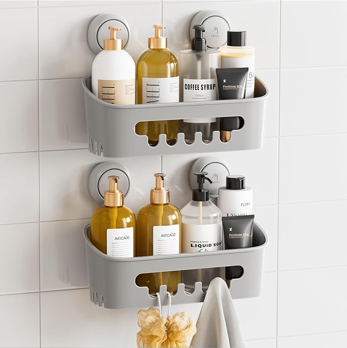 TAILI Shower Caddy Suction Cup 2 Pack, Heavy Duty Bathroom Organizer, Removable by TAILI
