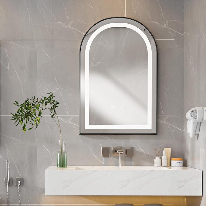 LED Bathroom Mirrors with Lights, 3 Colors Dimmable, Wall Mounted Lighted by Unknown