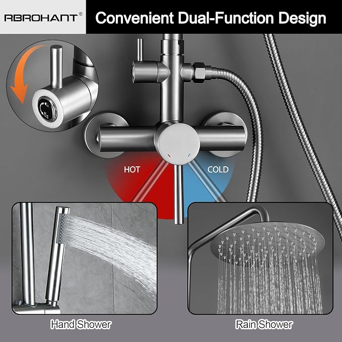 RBROHANT Outdoor Shower, Wall Mount Outdoor Shower Kit, Outside Shower Faucet - Image 4