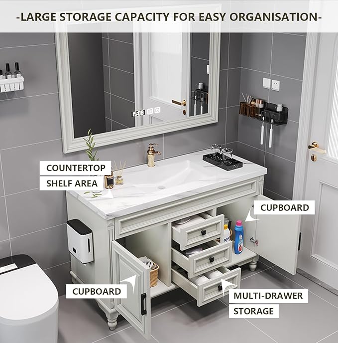 Single Bathroom Vanity with Sink, Freestanding Bathroom Vanities Includes LED - Image 6