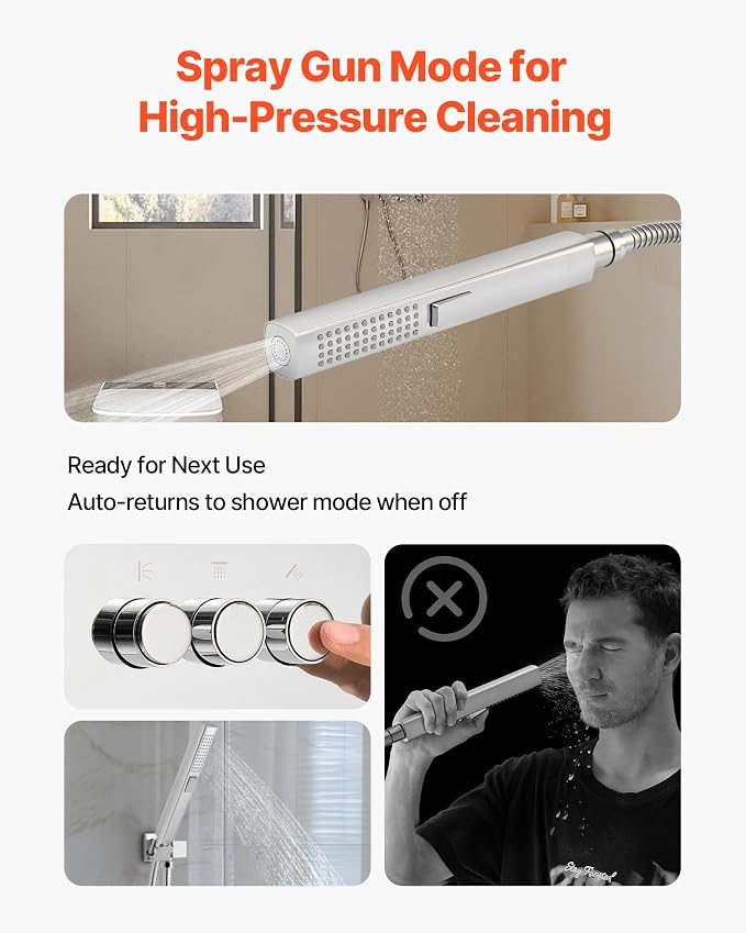 VEVOR Shower Faucet Set, 10 Inch Ceiling Mount Rainfall Shower System - Image 3