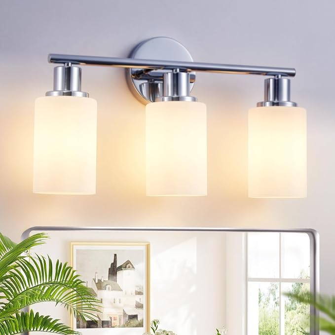 DLLT 3-Light Bathroom Light Fixtures: Chrome Modern Vanity Lights by DINGLILIGHTING