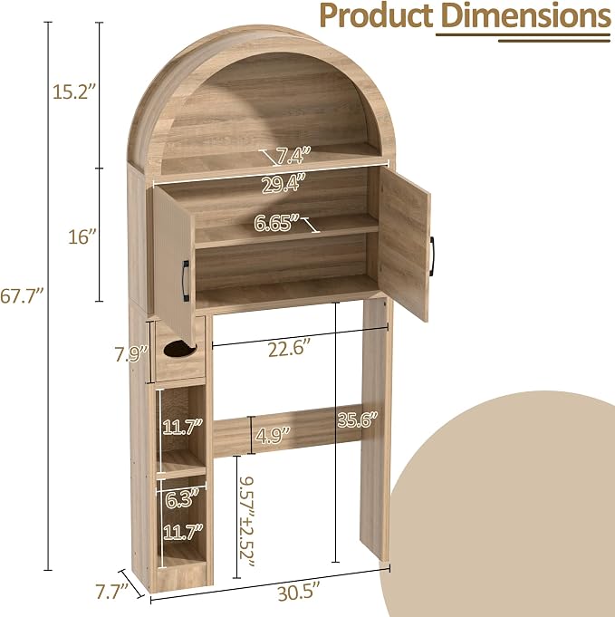 Spurgehom Over The Toilet Storage Cabinet, Bathroom Shelf Organizer Freestanding - Image 2