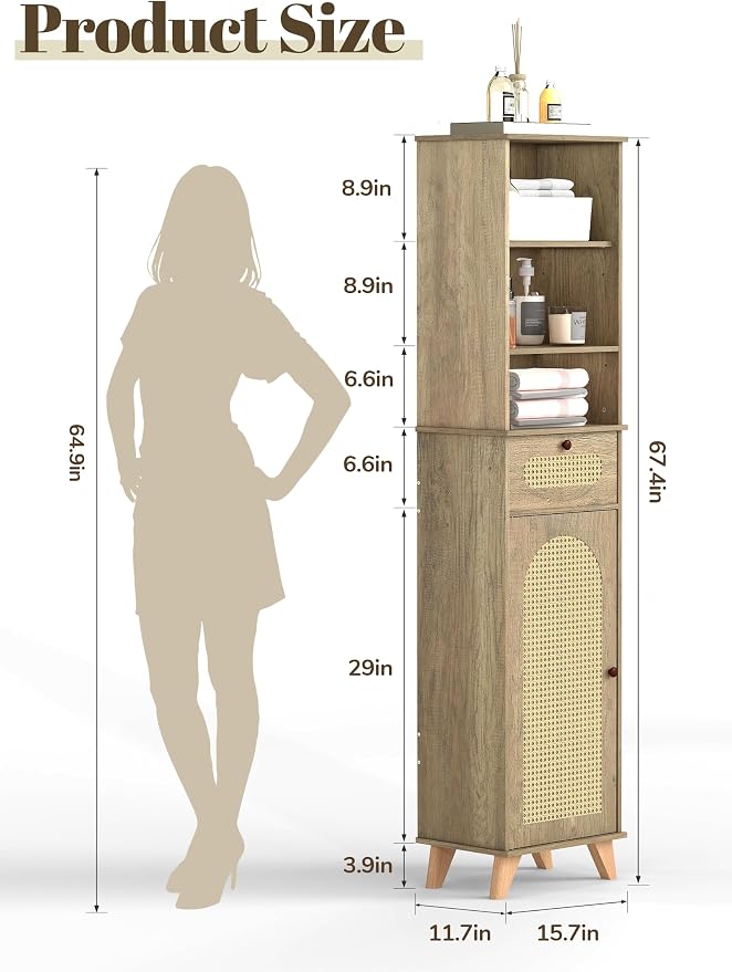 67'' Tall Bathroom Storage Cabinet - Image 2
