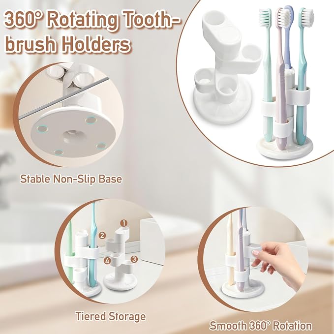 3 Pack 360° Rotating Toothbrush Holder - Image 4