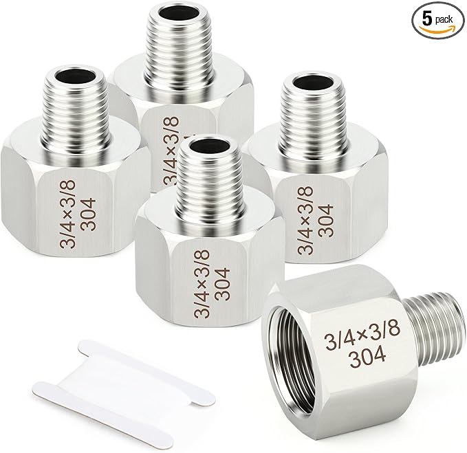 TAISHER 5PCS 304 Stainless Steel Pipe Fitting, New Reducer Adapter, 3/8" NPT by TAISHER