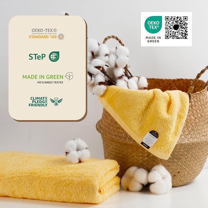 SEMAXE Yellow Bath Towel, 100% Cotton Towel - Image 7