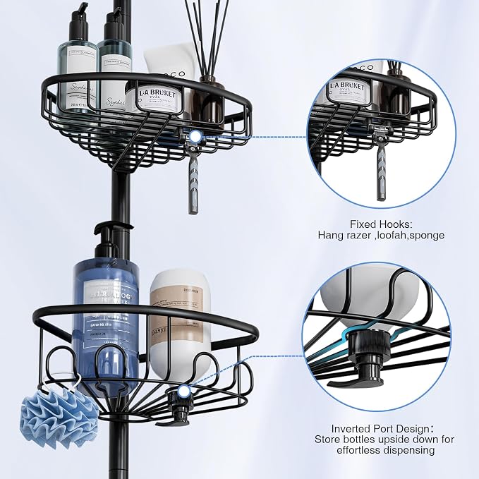 Corner Shower Caddy Tension Pole: Stainless Steel Rustproof 4-Tier Shower - Image 6