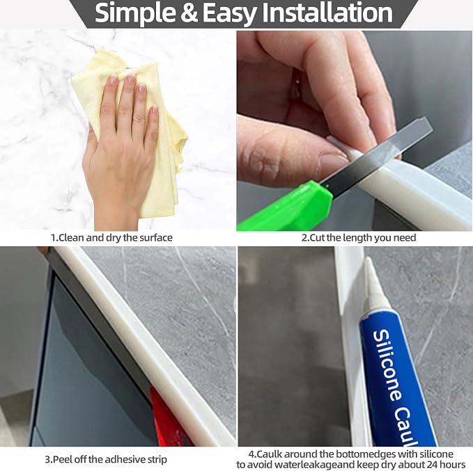 67 Inch Collapsible Shower Threshold Water Dam Barrier, Self Adhesive Silicone - Image 6